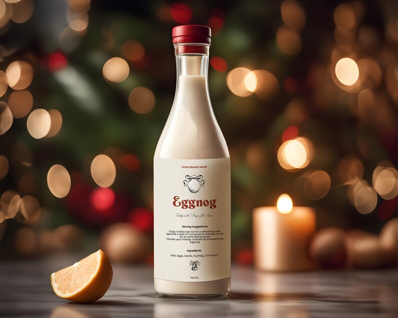 Editable Minimalist Eggnog Bottle Label Template, Printable Modern ...