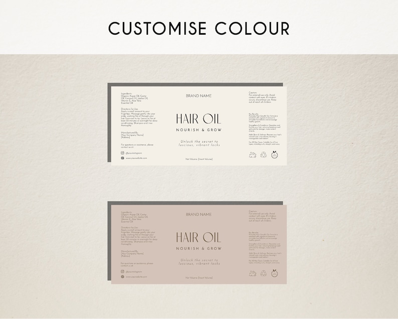 Editable Hair Growth Oil Label Template, Printable Minimalist Hair Oil