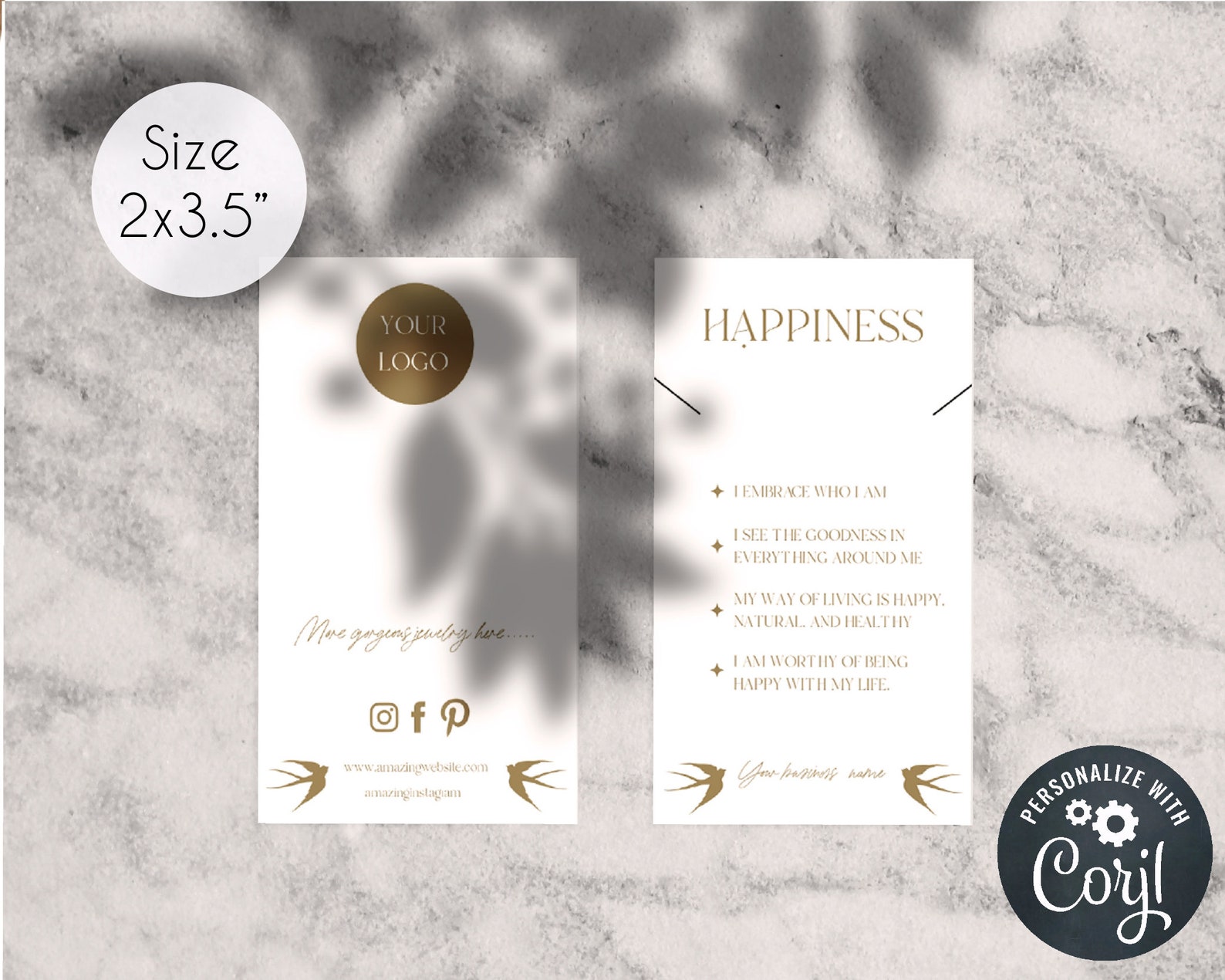 Printable Jewelry Display Card, Editable Necklace Display Card Template ...
