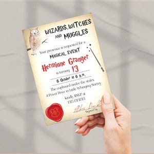Editable and Printable Wizard Birthday Party Invitation Template, Harry ...