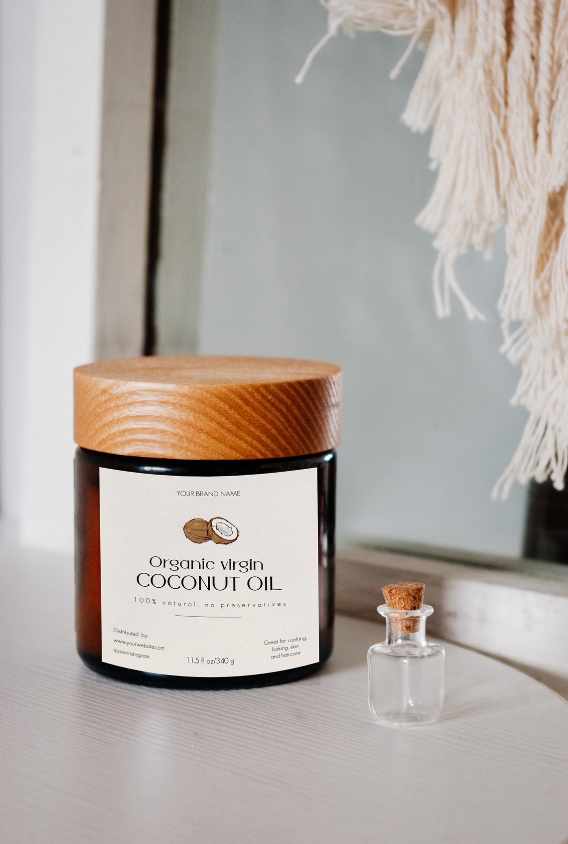 Editable Minimalist Coconut Oil Label Template, Printable Coconut Oil ...