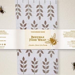 Bearbeitbare Bienenwachs-Lebensmittelverpackungsetikettenvorlage, druckbare DIY wiederverwendbare Bienenwachsverpackungen, Verpackung für Lebensmittel, Bio-Verpackungen für Lebensmittel, Bienenproduktverpackung, V1