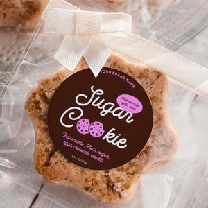 Bearbeitbare spielerische Cookie-Etikettenvorlage, druckbare benutzerdefinierte Gebäckaufkleber, Cookie-rundes lustiges Etikett, Bäckerei-Trendaufkleber, Sofort-Download, V6