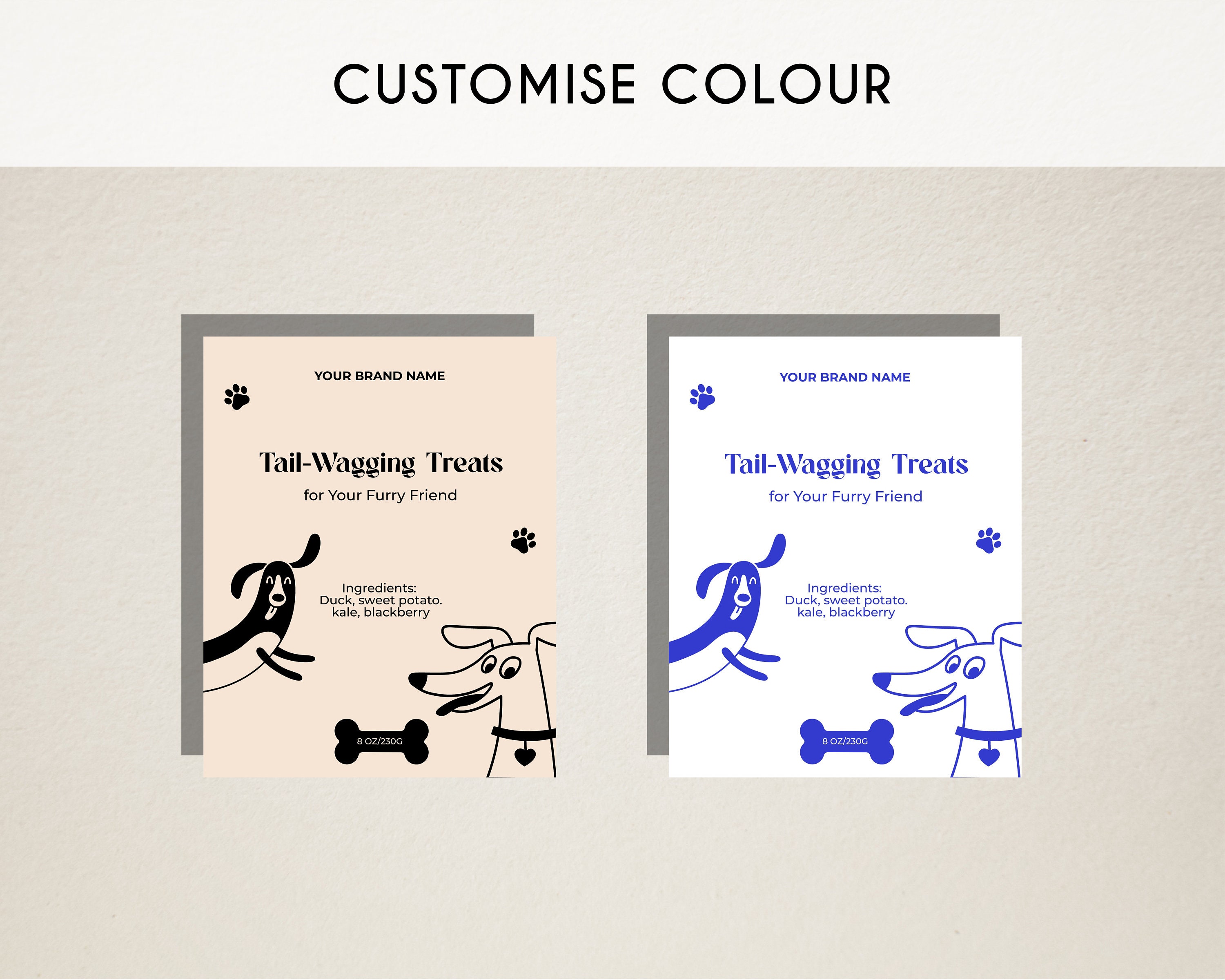 Editable Dog Food Label Template, Printable Luxury Dog Treats Sticker