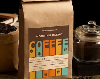 Editable Coffee Bag Label Template: Modern Luxury Packaging (Digital Download)