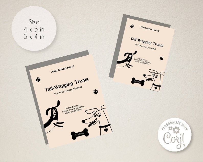 Editable Dog Food Label Template, Printable Luxury Dog Treats Sticker