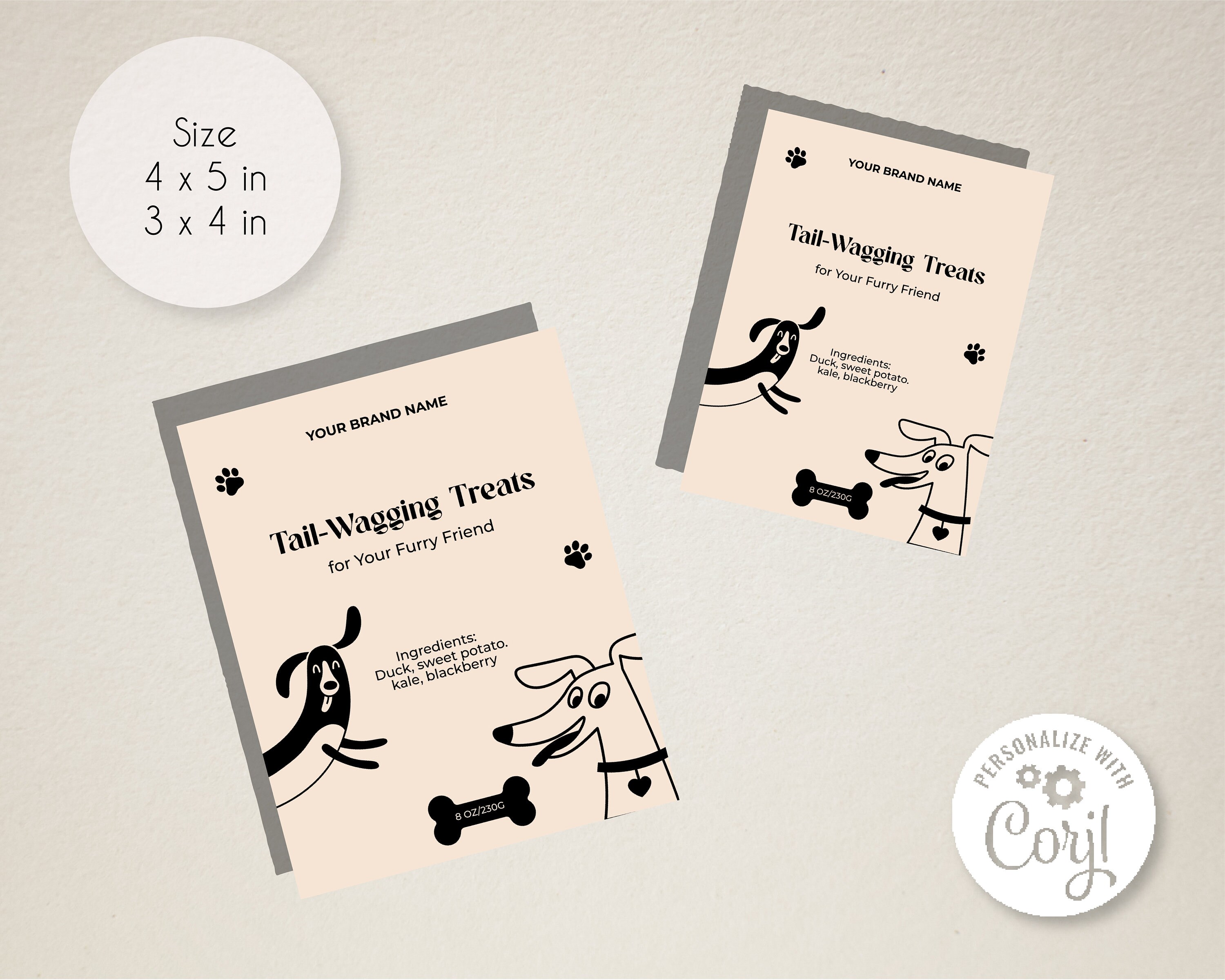 Editable Dog Food Label Template, Printable Luxury Dog Treats Sticker ...
