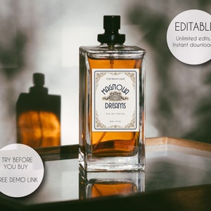 Editable Luxury Perfume Label Template: Custom Bottle Sticker (Digital Download)