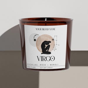 Bewerkbaar Zodiac Candle Label, DIY Candle Label Design, Astrology Candle Label Bundle, Afdrukbare Zodiac Candle Label Template V3