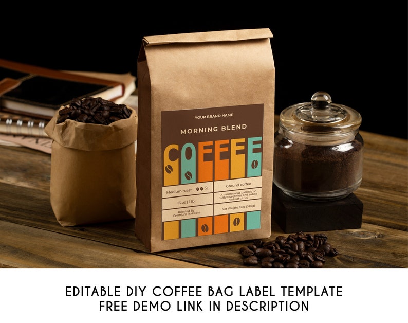 Editable Modern Coffee Bag Label Template Printable Luxury Etsy UK