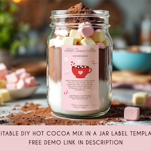 Editable Hot Cocoa Mix Label: Playful Gift Sticker (Digital Download)