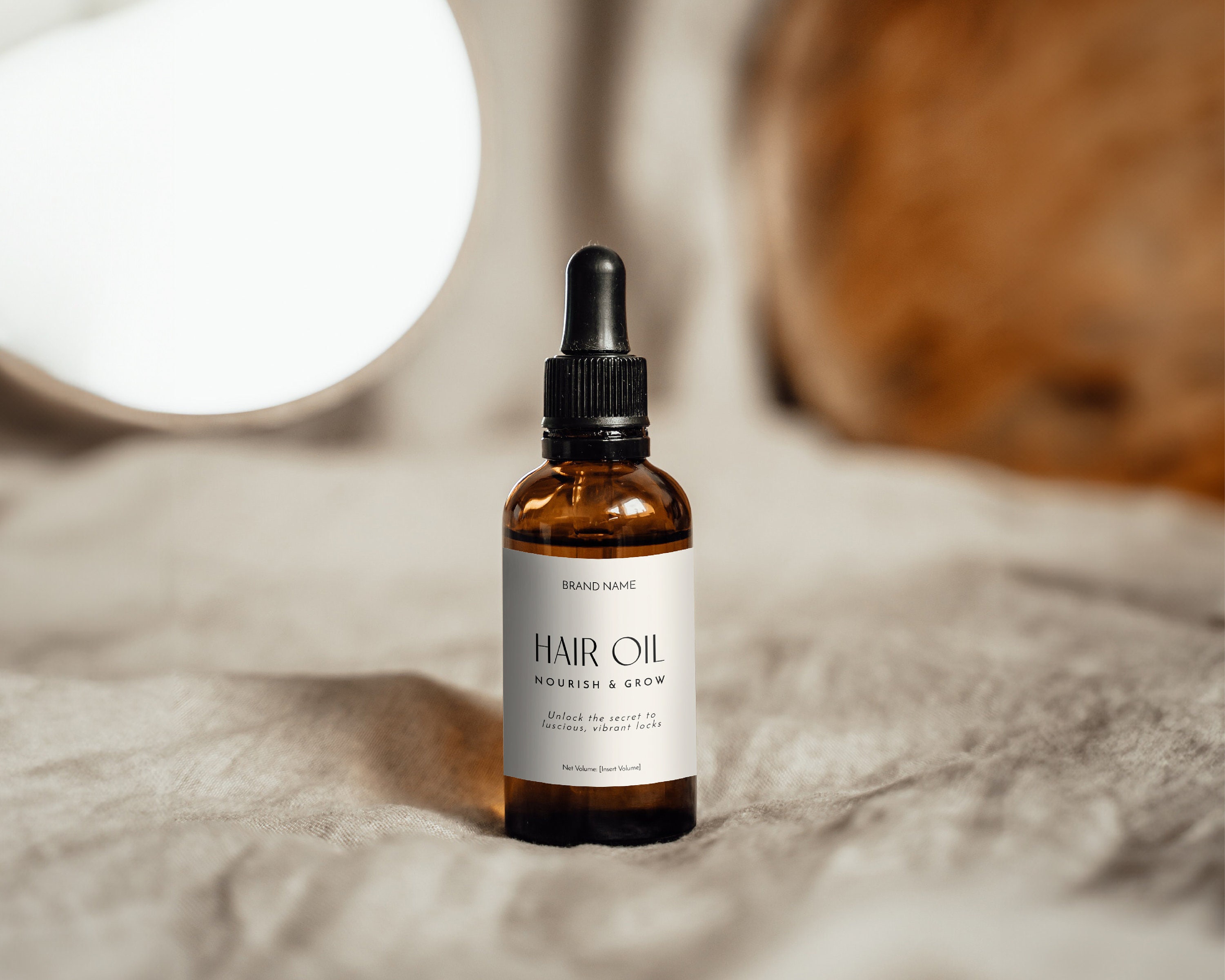 Editable Hair Growth Oil Label Template, Printable Minimalist Hair Oil