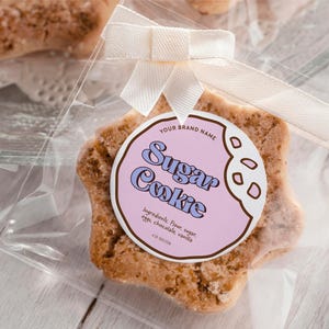Modèle d'étiquette de biscuit ludique modifiable, autocollant de pâtisserie personnalisé imprimable, étiquette amusante ronde de biscuit, autocollant de luxe de boulangerie, téléchargement immédiat V4
