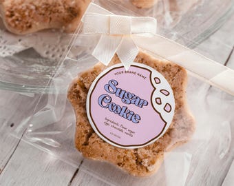 Editable Playful Cookie Label Template, Printable Custom Pastry Sticker, Cookie Round Fun Label, Bakery Luxury Sticker, Instant Download V4