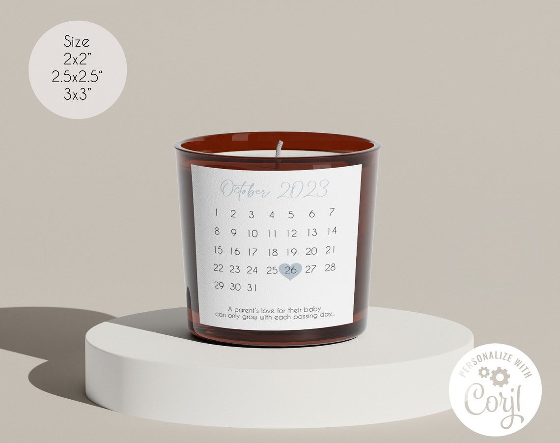 Editable Pregnancy Due Date Candle Label Template, Personalized Due