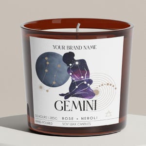 Bearbeitbares Sternzeichen-Kerzenetikett, DIY-Kerzenetikettendesign, Astrologie-Kerzenetikettenpaket, druckbare Sternzeichen-Kerzenetikettenvorlage