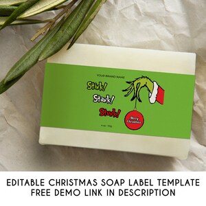 Editable Christmas Soap Label Template, Printable Green Hand Ornament ...