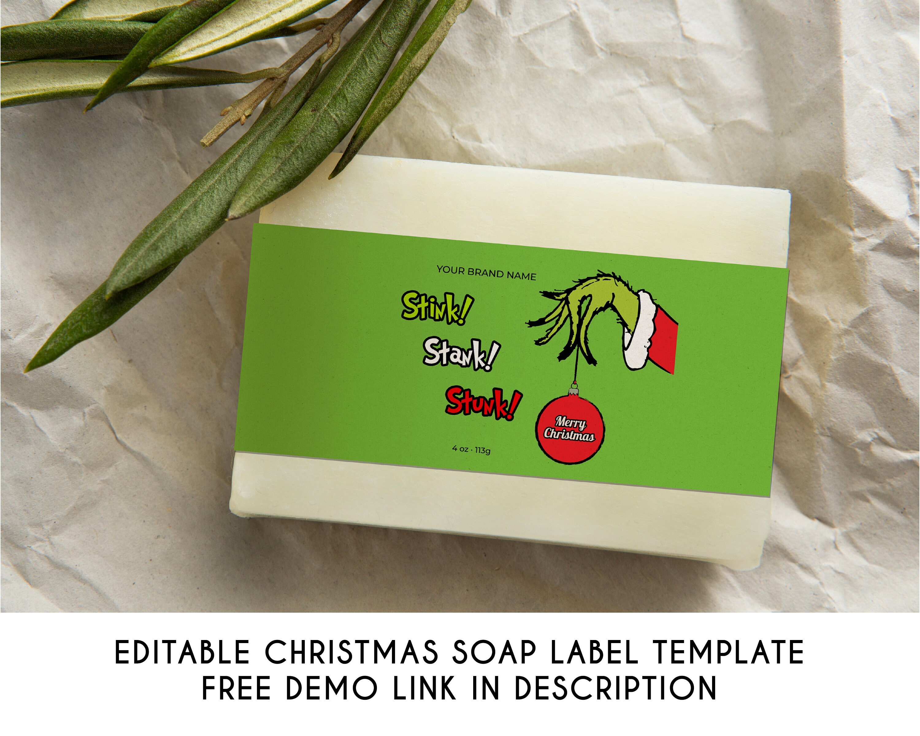 Editable Christmas Soap Label Template, Printable Green Hand Ornament ...
