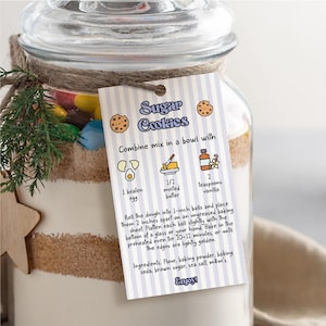 Modèle d'étiquette-cadeau modifiable de mélange de biscuits ludique dans un bocal, modèle d'étiquette de mélange de biscuits imprimable, étiquette cadeau de boulangerie personnalisée, téléchargement immédiat V1