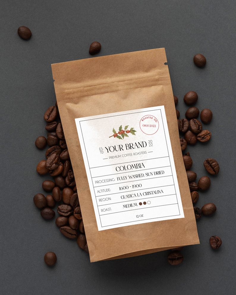 Printable Coffee Bag Label Template, Editable Coffee Bag Label Template ...