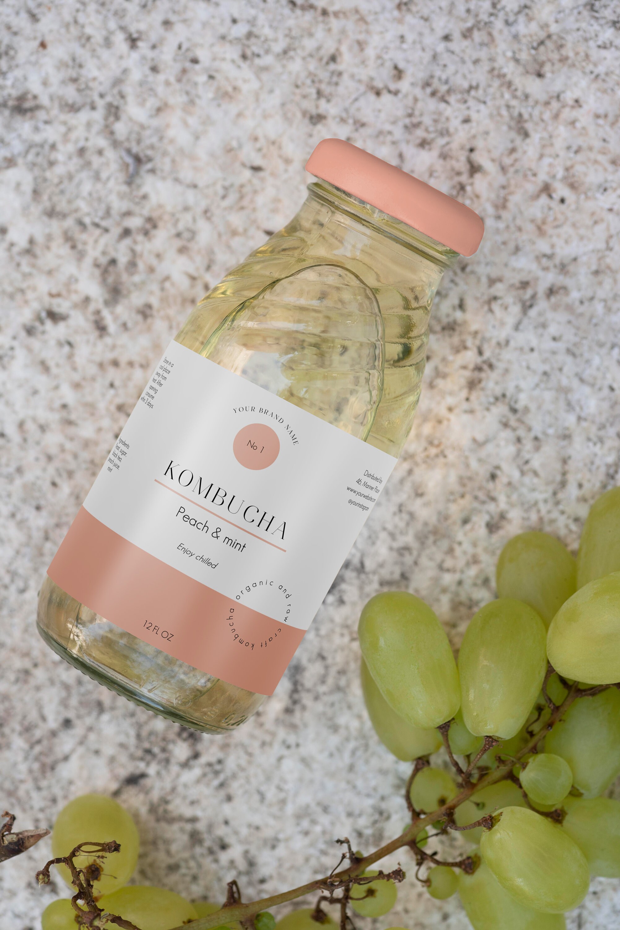 Editable Kombucha Bottle Label Template, Custom Kombucha Bottle Sticker