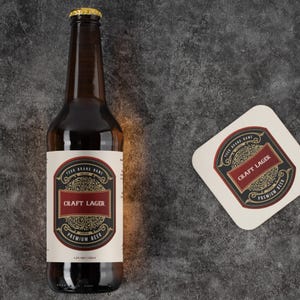 Editable Luxury Beer Bottle Label Template, Printable Custom Ale Sticker, Home Brew Packaging, Lager Sticker, Alcoholic Beverage Label V2