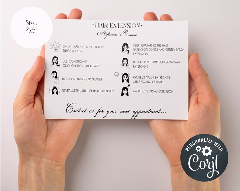 Editable Hair Extension Aftercare Template Printable Hair Etsy Australia