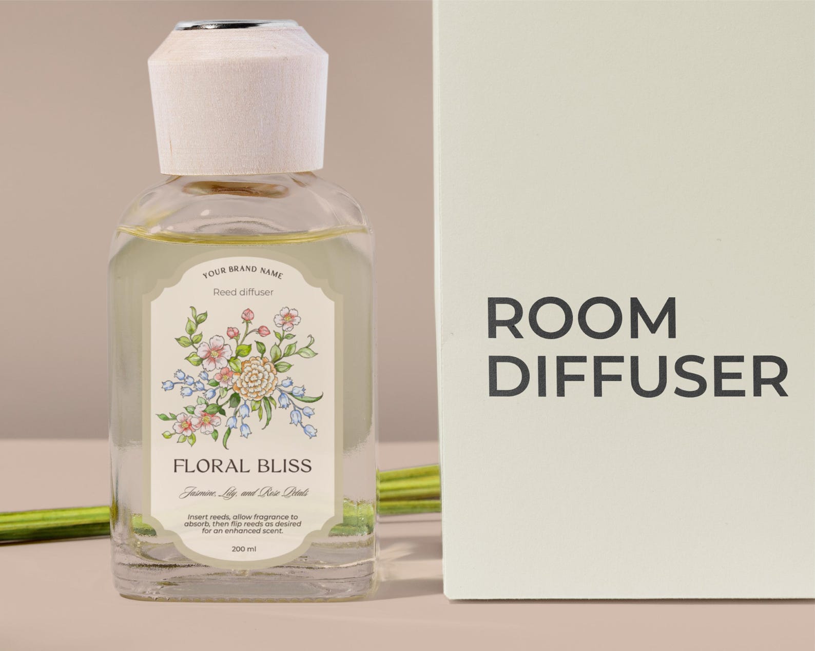 Floral Reed Diffuser Label Template: Dainty Flower Sticker (instant ...