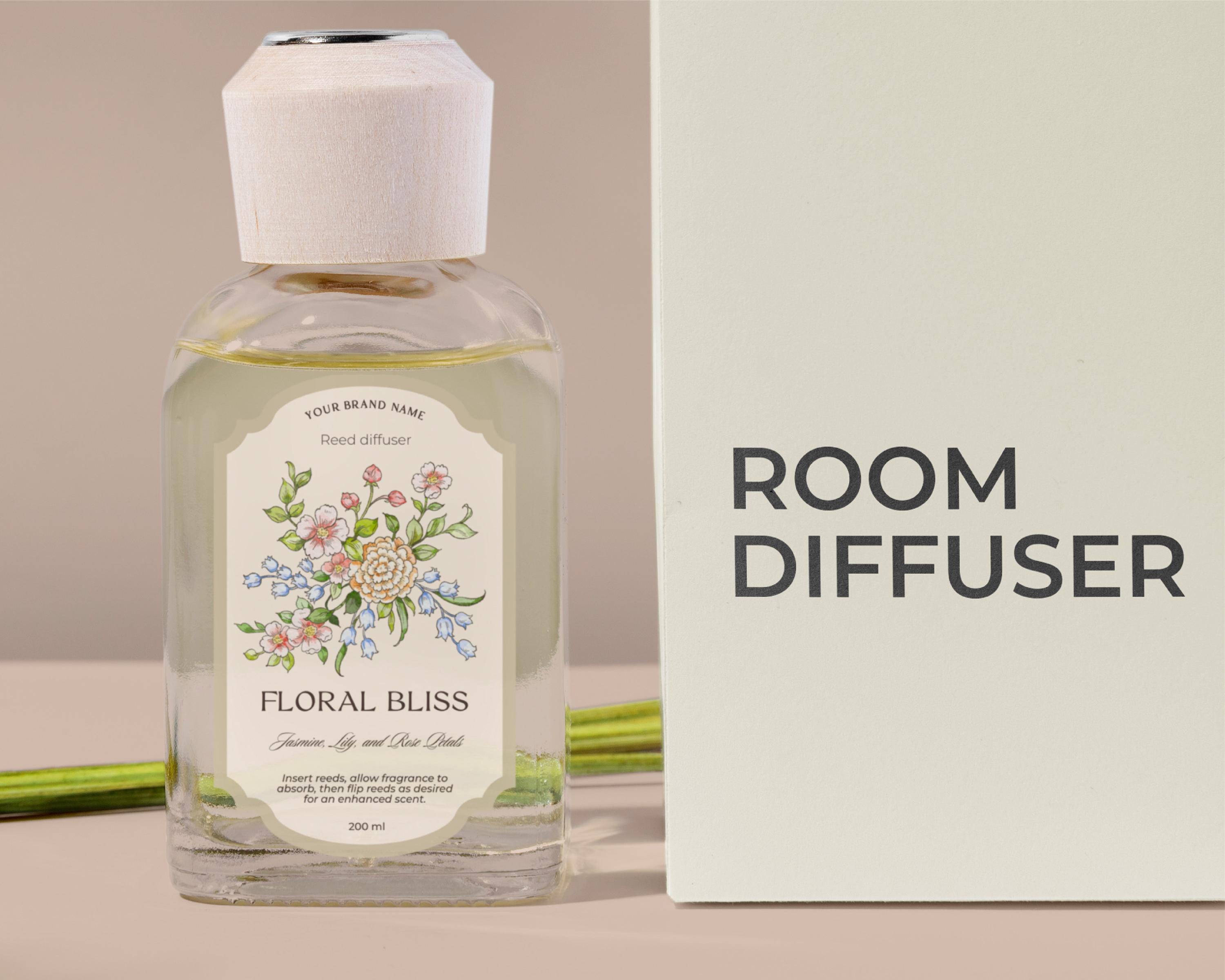 Floral Reed Diffuser Label Template: Dainty Flower Sticker (instant ...