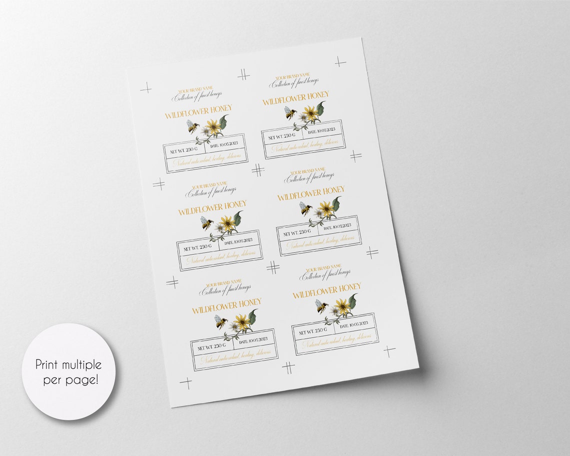 Editable Honey Jar Label Template, Customizable Honey Jar Label