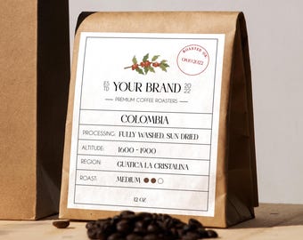 Editable Coffee Bag Label Template: Modern Packaging (Digital Download)