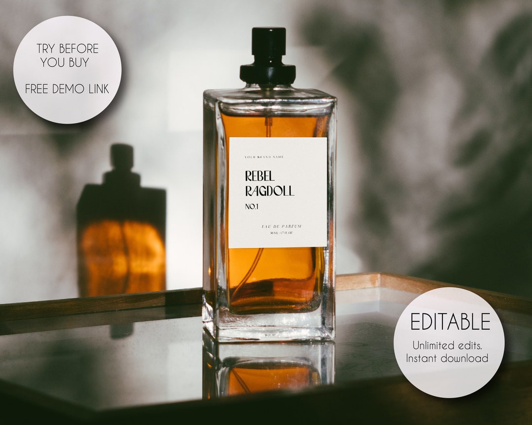 Editable Luxury Perfume Bottle Label Template Custom Perfume Etsy