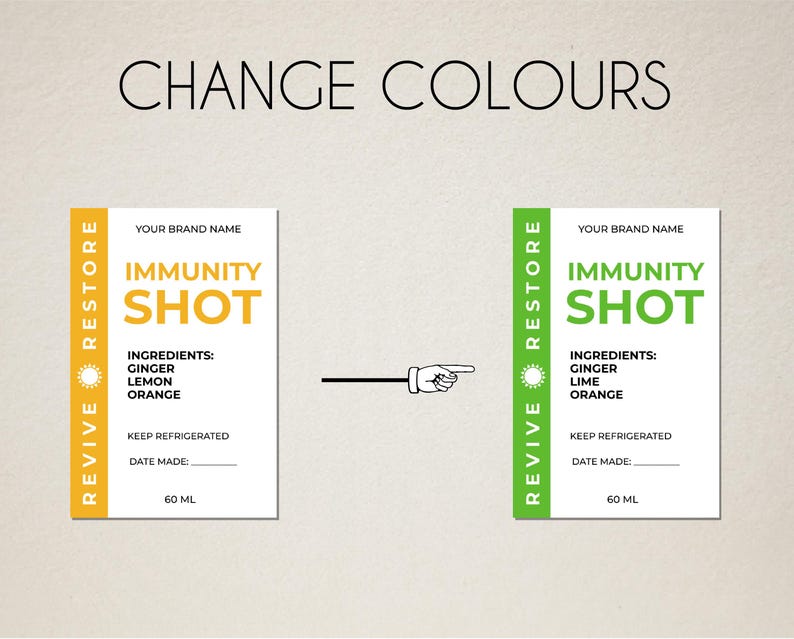Spent Shot Labels Immune Shots Bottle Label Template: Printable Wellness Shots Packaging ...