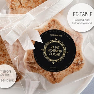 Elegant Cookie Label Template: Printable Pastry Sticker (Digital Download)