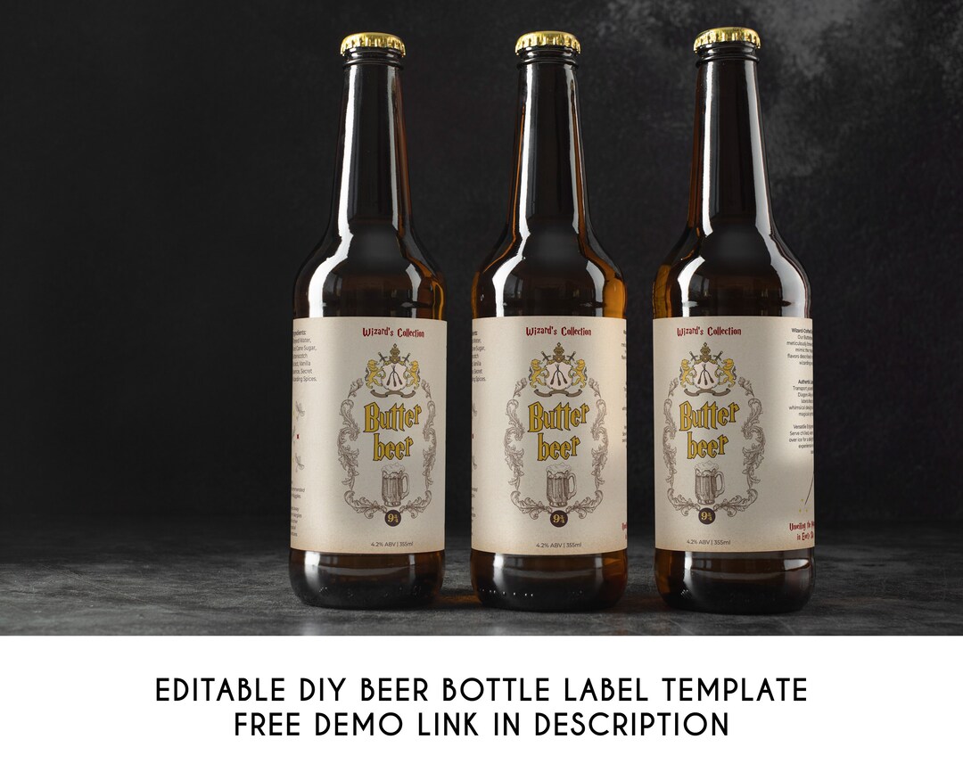 Editable Luxury Butterbeer Bottle Label Template, Printable Custom ...