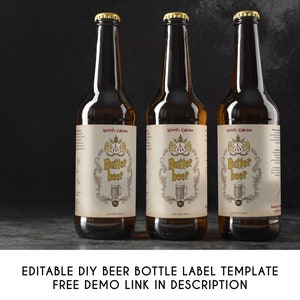 Editable Luxury Butterbeer Bottle Label Template, Printable Custom ...