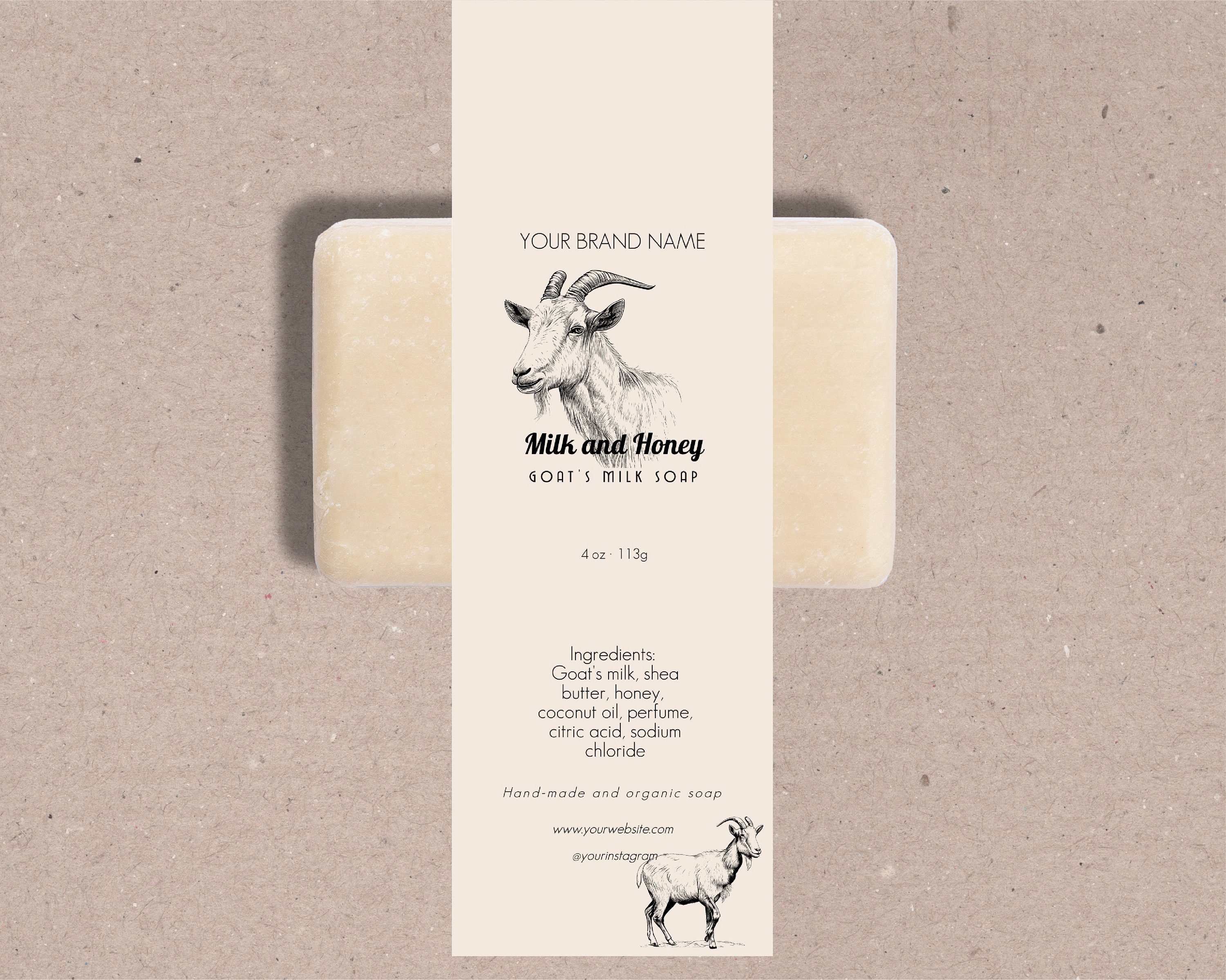 Editable Goat Milk Soap Label Template, Minimalist Goat's Milk Soap Label Template, Bath Product