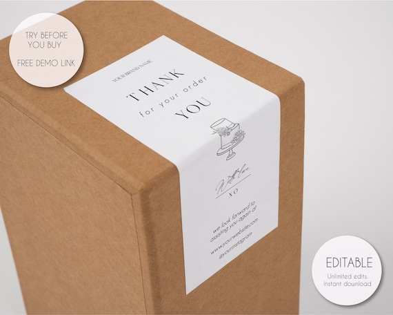 Editable Box Seal Label, Box Sticker Template, Box Packaging