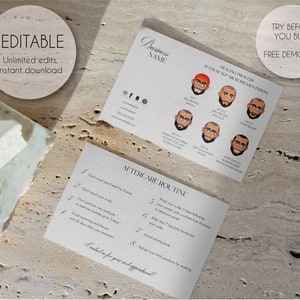 Editable Scalp Micropigmentation Aftercare Card, Printable Scalp Tattoo Care Card, PMU Aftercare Template, Instant Download V2