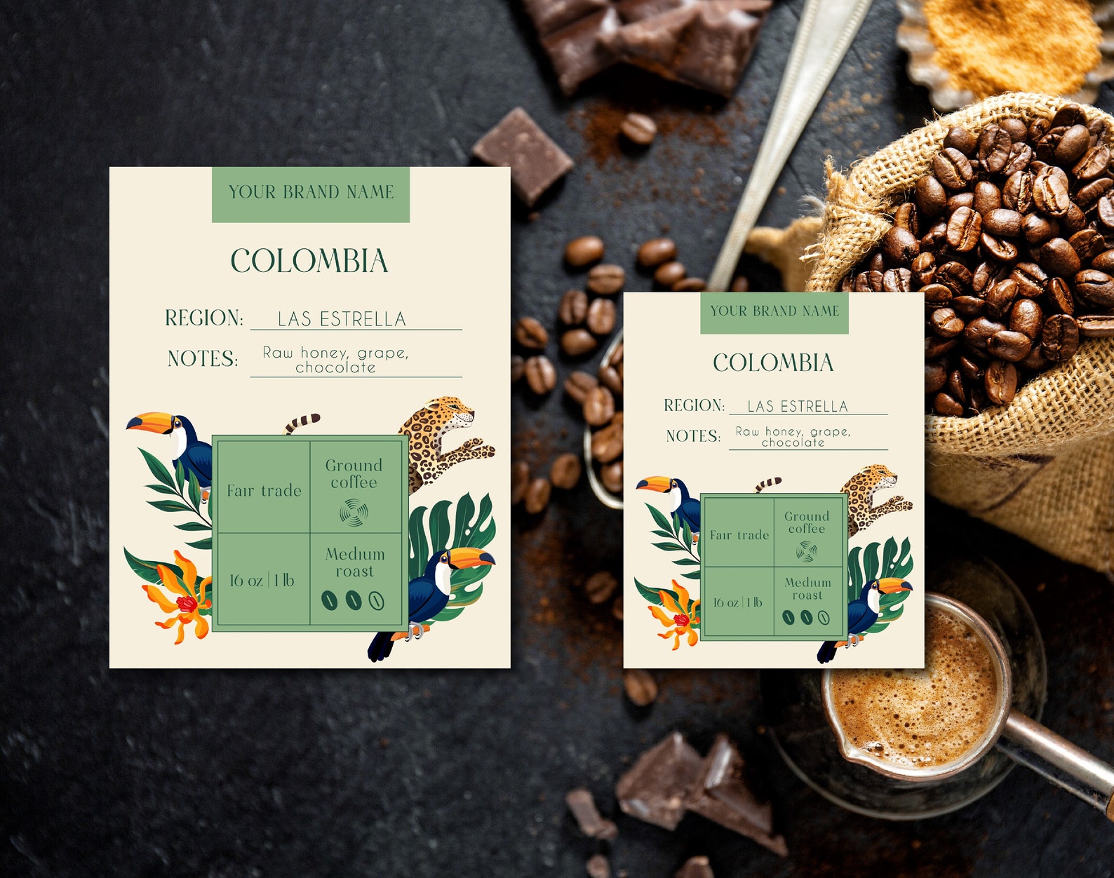 Printable Coffee Bag Label Template, Editable Coffee Bag Label Template ...