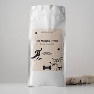 Editable Dog Food Label Template, Printable Luxury Dog Treats Sticker, Custom Dog Biscuits Label, Pet Food Packaging, Instant Download V2