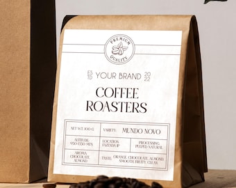 Editable Coffee Bag Label Template: Modern Packaging (Digital Download)