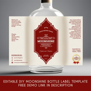 Editable Luxury Moonshine Label Template, Printable Homemade Moonshine ...