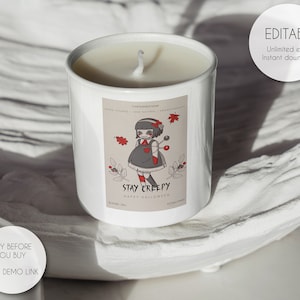 Editable Halloween Candle Label Template, Printable Halloween Candle Label Template, Minimalist Halloween Candle Label, Instant Download