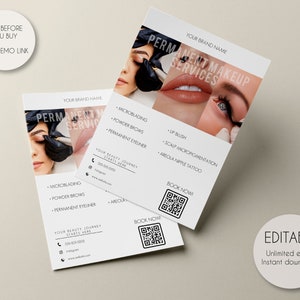 Editable Permanent Makeup Flyer Template, Custom PMU Promotional Flyer, Minimalist Permanent Makeup Flyer, Instant Download