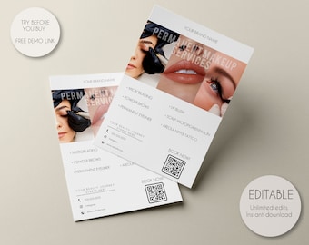 Editable Permanent Makeup Flyer Template: Minimalist PMU Promotion (Instant Download)