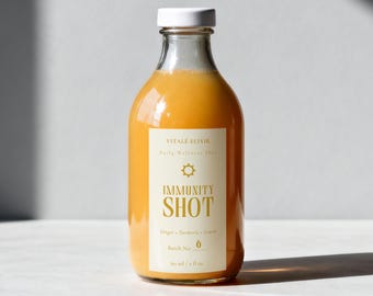 Modello di etichetta modificabile per vaccini antiimmuni / Adesivo per bottiglia di bevanda salutare / Confezione moderna e funzionale per bevande (Download digitale)