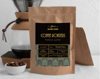 Editable Modern Coffee Bag Label Template, Customizable Coffee Bag Label Template, Custom Coffee Pouch Label, Instant Download V12