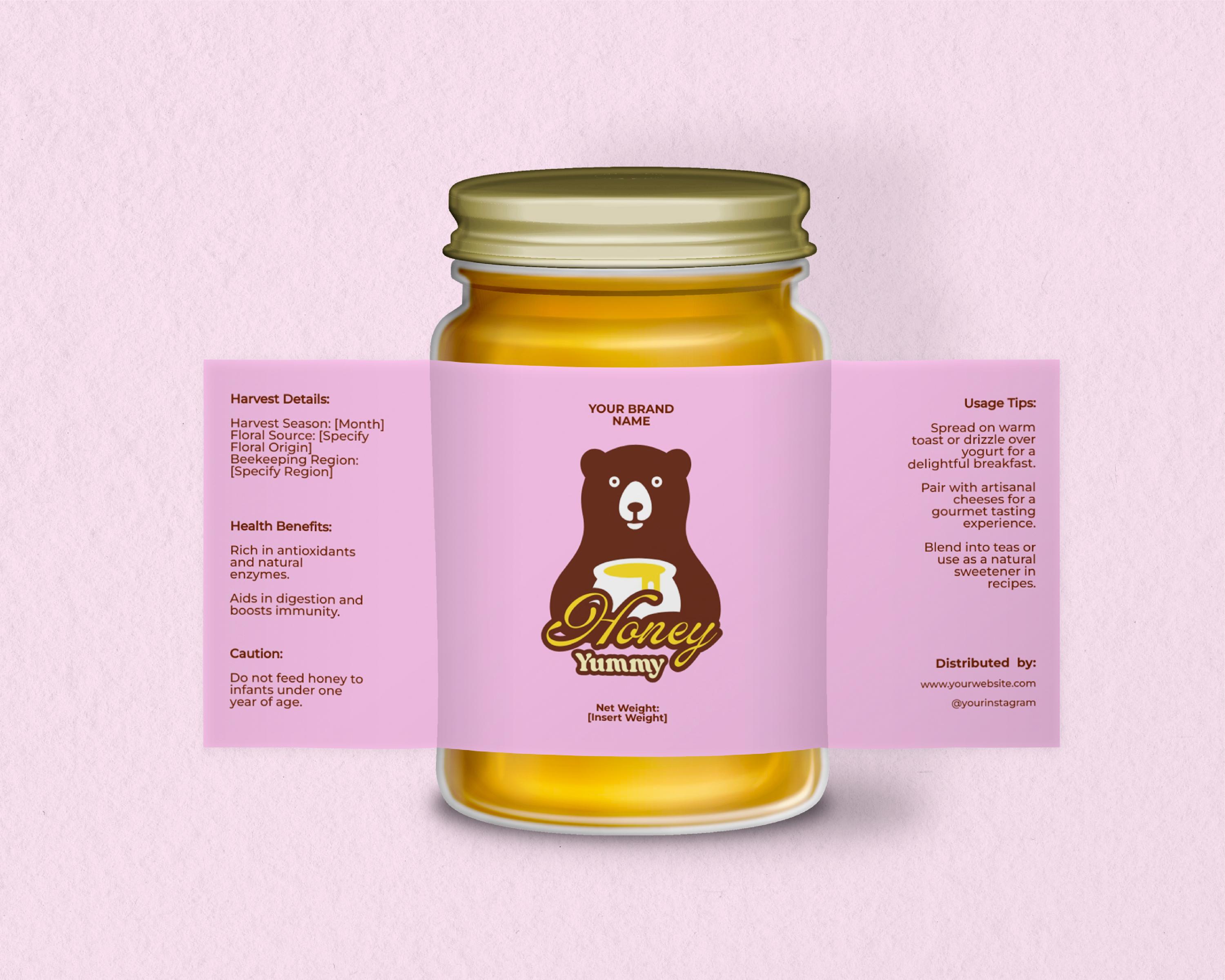 Editable Playful Honey Jar Label Template, Printable Custom Fun Honey ...