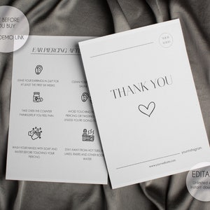 Editable Ear Piercing Aftercare Card Template: Minimalist Design (Instant Download)